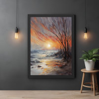 Serene Winter Sunset - Nature Paysage Art
