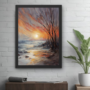 Poster Serene Winter Sunset - Nature Paysage Art