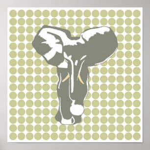 Poster Serengeti Safari Dot avec Pop Art Elephant