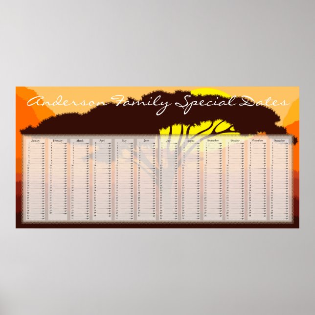 Poster Serengeti Umbrella Dutch Anniversaire Calendrier P (Devant)