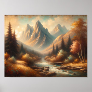 Poster Sérénité alpine : Paysage de montagne majestueux