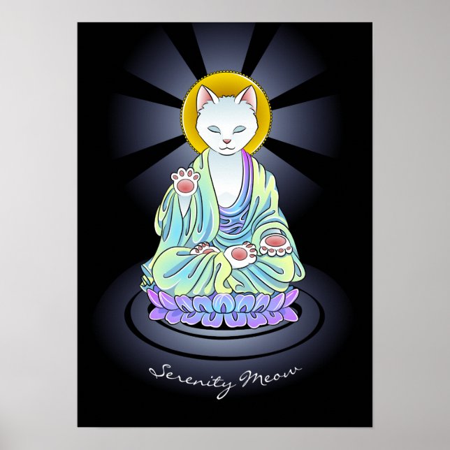 Poster Sérénité bouddhiste zen Meow Cat (Devant)