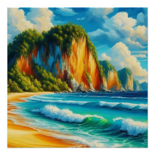 Poster Sérénité côtière Falaises majestueuses et rivages 