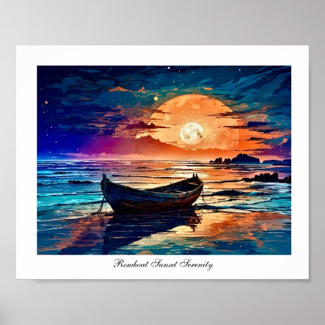 Poster Sérénité du coucher de soleil en bateau (Devant)