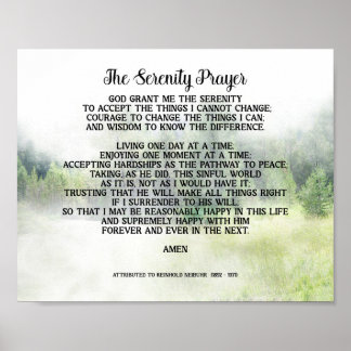 Poster Serenity Prayer Quote On Nature  Art Spring Green 