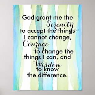 Poster Serenity prayer quote turquoise and green stripes