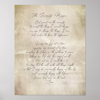 Poster Serenity Prayer Quote Vintage Style Distressed 