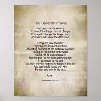Poster Serenity Prayer Quote Vintage Style Sepia 