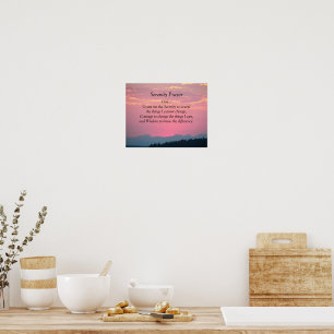 Poster Serenity Prière Coucher de soleil rose