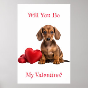 Poster Serez-Vous Mon Coeur De Chiot Valentin Dachshund