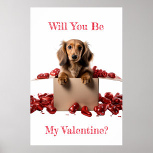 Poster Serez-Vous Mon Coeur Valentin De Longues Cheveux D