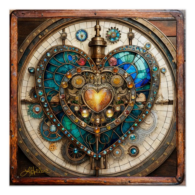 Poster Série Coeur en verre doré Steampunk Steampunk (Devant)