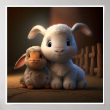 Série d'amis de la grange - Lapin mignon et agneau