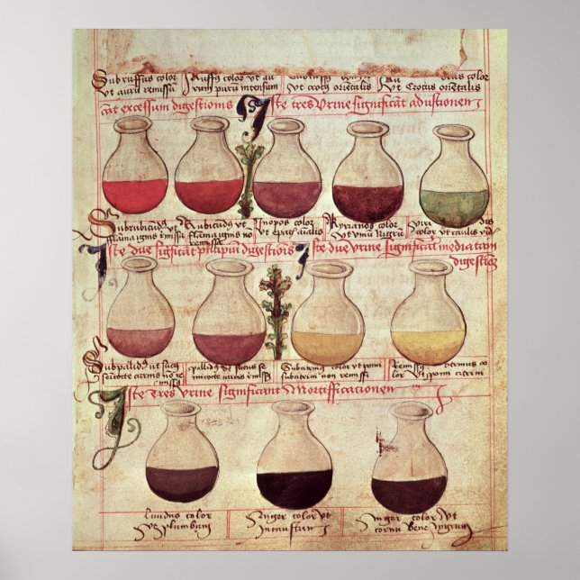 Poster Série de flagons pour l'analyse d'urine (Devant)