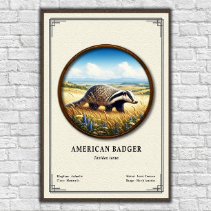 Poster Série de zoologie du blaireau américain