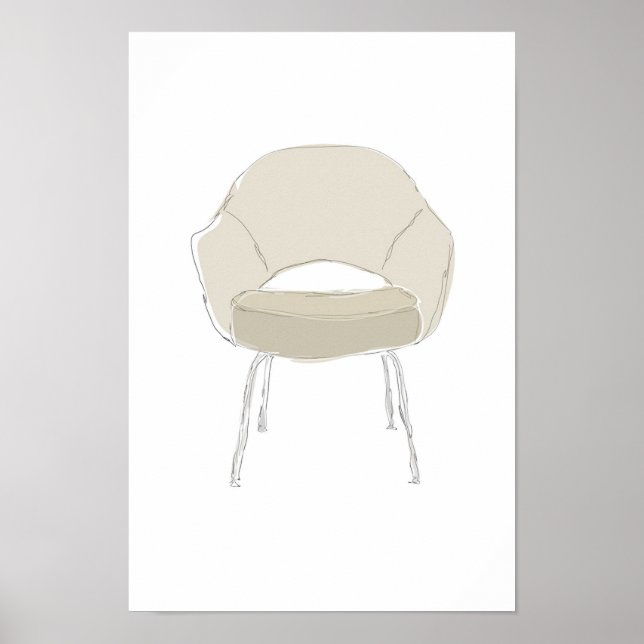 Poster Série S de Saarinen chaise gribouillage vectoriel (Devant)