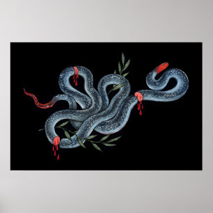 Poster Serpent corail bleu 5x7 pouces à 8x10 pouces - imp