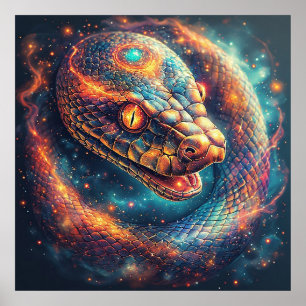 Poster Serpent Cosmique aux Écailles Brillantes