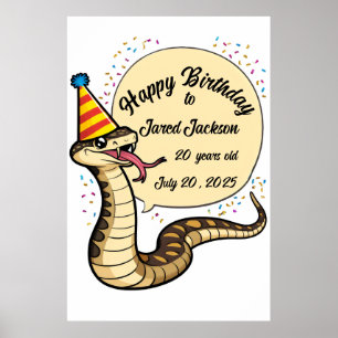 Poster Serpent de bétail portant une caricature casquette