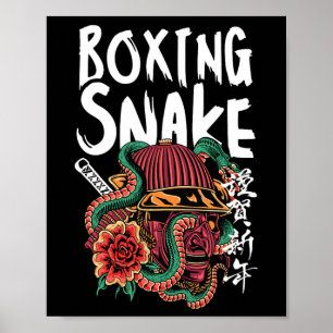 Poster Serpent de boxe Japonais Samurai Guerrier Cobra Co