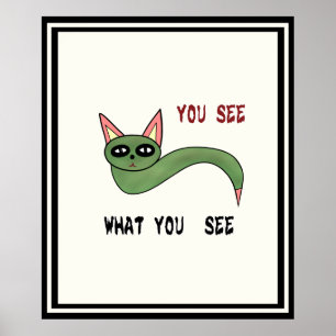 Poster Serpent de chat vert