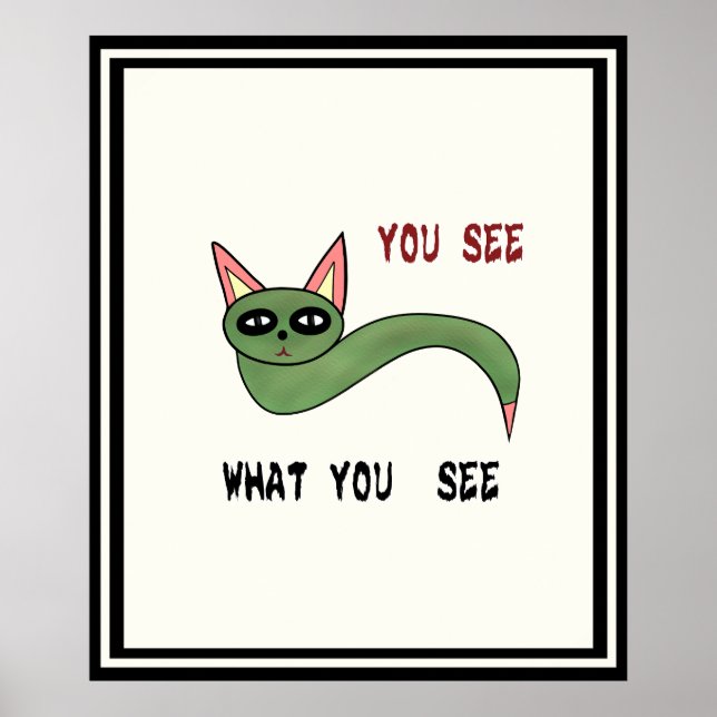 Poster Serpent de chat vert (Devant)