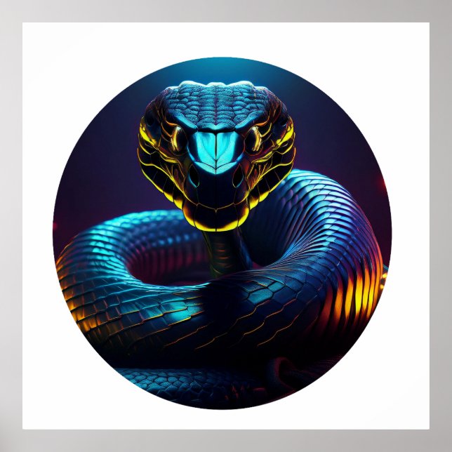 Poster Serpent De Cobra Noir Dans Votre Visage (Devant)