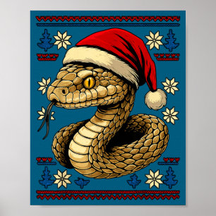 Poster Serpent de Noël sale chapeau de Santa