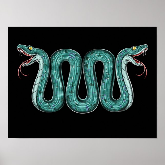 Poster Serpent double tête Aztec (Devant)