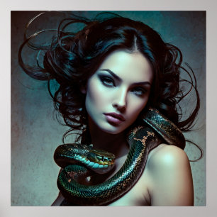 Poster Serpent femme art