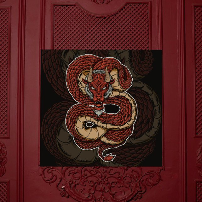 Poster Serpent infernal Dragon rouge (Créateur téléchargé)