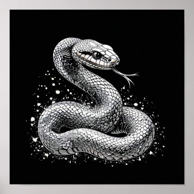 Poster Serpent Métallique Élégant Fantastique Esthétique  (Devant)