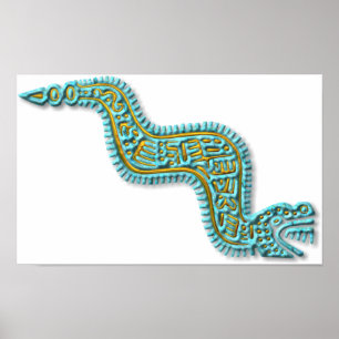 Poster Serpent-turquoise et or maya