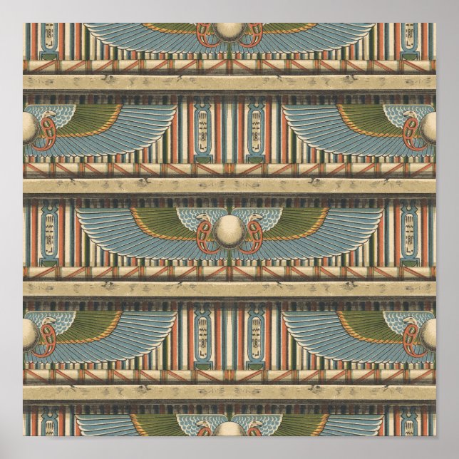 Poster Serpents et Hiéroglyphes du cercle ailé égyptien (Devant)