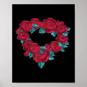 Poster Serre Coeur vintage Avec Roses Rouges Pour Romance