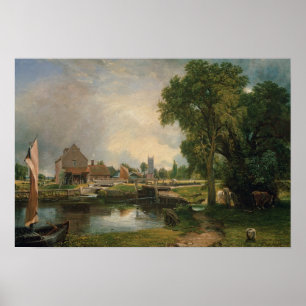 Poster Serrure de Dedham et moulin, 1820