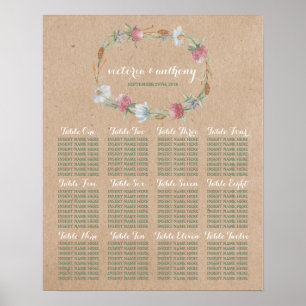 Poster Serrure fleur sauvage Sur Siège Mariage campagnard