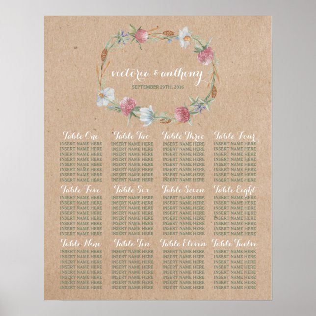 Poster Serrure fleur sauvage Sur Siège Mariage campagnard (Devant)