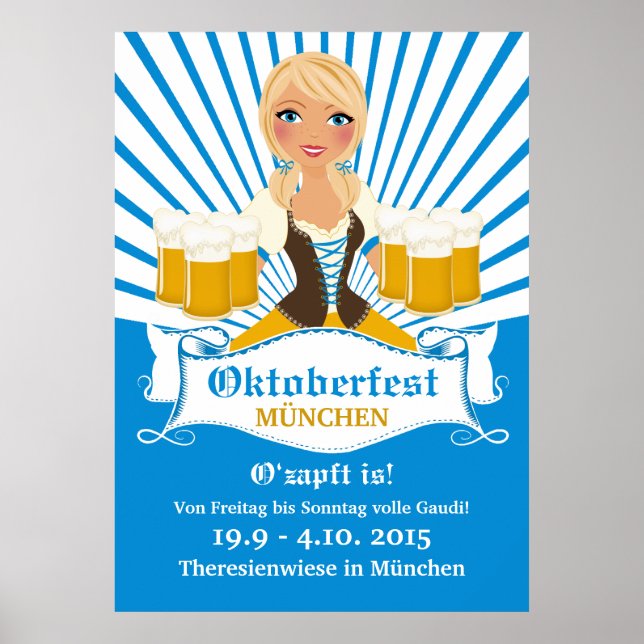 Poster Serveuse avec Beer Stein (Devant)