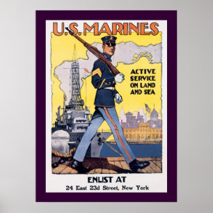 Poster Service actif en terre et en mer