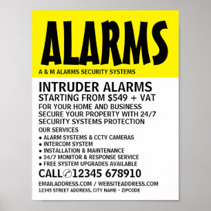 Poster Service d'alarme moderne Bold, Sécurité Publicité