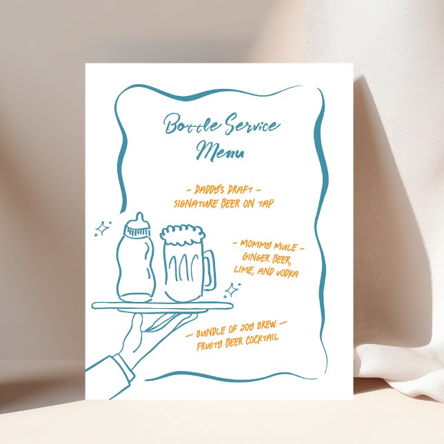 Poster Service de bouteilles de Whimsical Baby shower Bar (Créateur téléchargé)