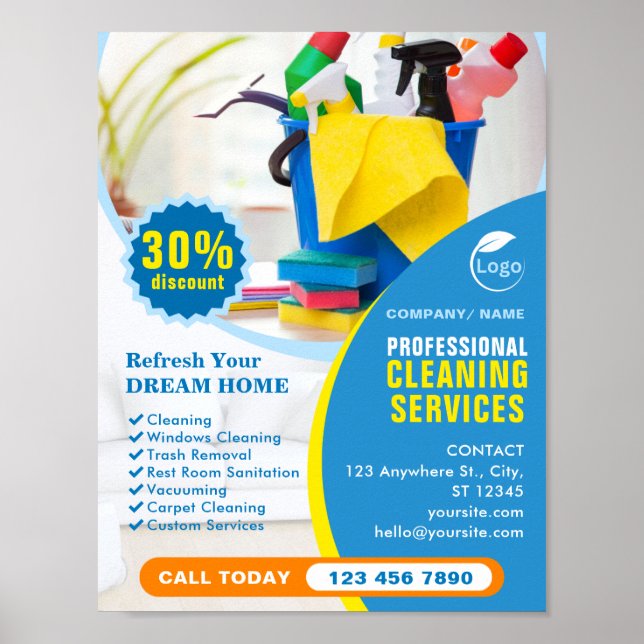 Poster Service de nettoyage professionnel (Devant)