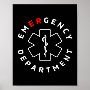 Poster Service des urgences Er Infirmière rétro Santé 