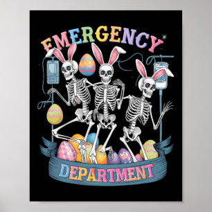 Poster Service d'urgence Funny Skeleton Danser Pâques