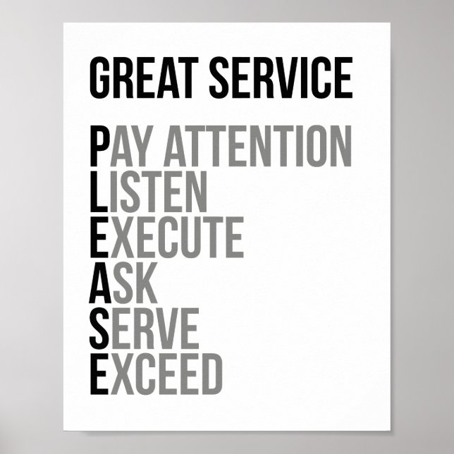 Poster Service excellent S'il vous plaît (Devant)