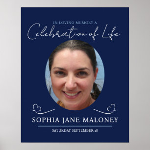 Poster Service funéraire commémoratif cœur ovale photo ma