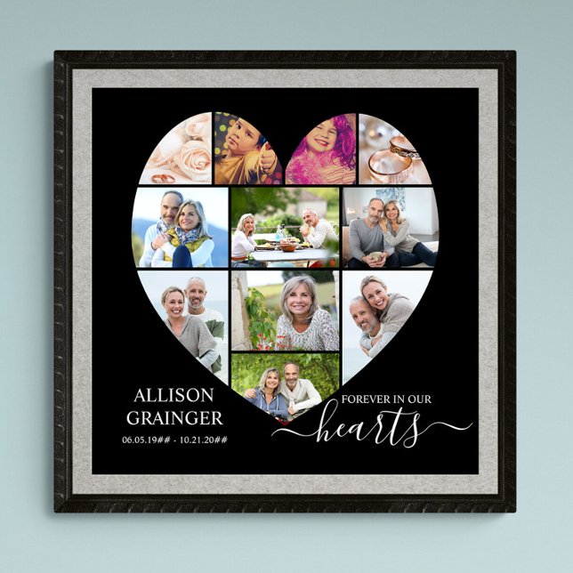 Poster Service funéraire en forme de coeur 11 Photo Colla (Funeral memorial poster to order professionally printed or as a printable digital download)