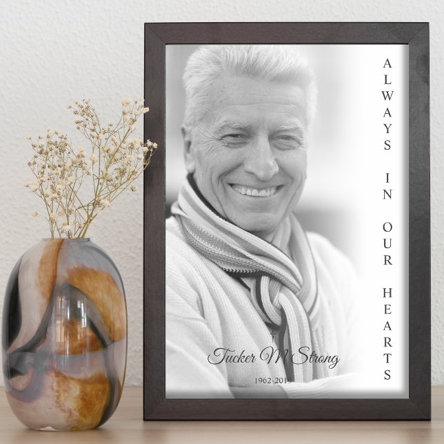 Poster Service Funéraire Mémorial en Photo Noir & Blanc (Créateur téléchargé)