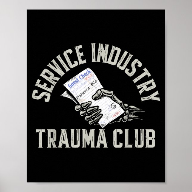 Poster Service Industry Trauma Club Funny Server Bartende (Devant)